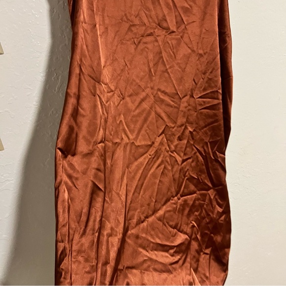 Rust Colored Asymmetrical Sheath Dress - Picture 8 of 9
